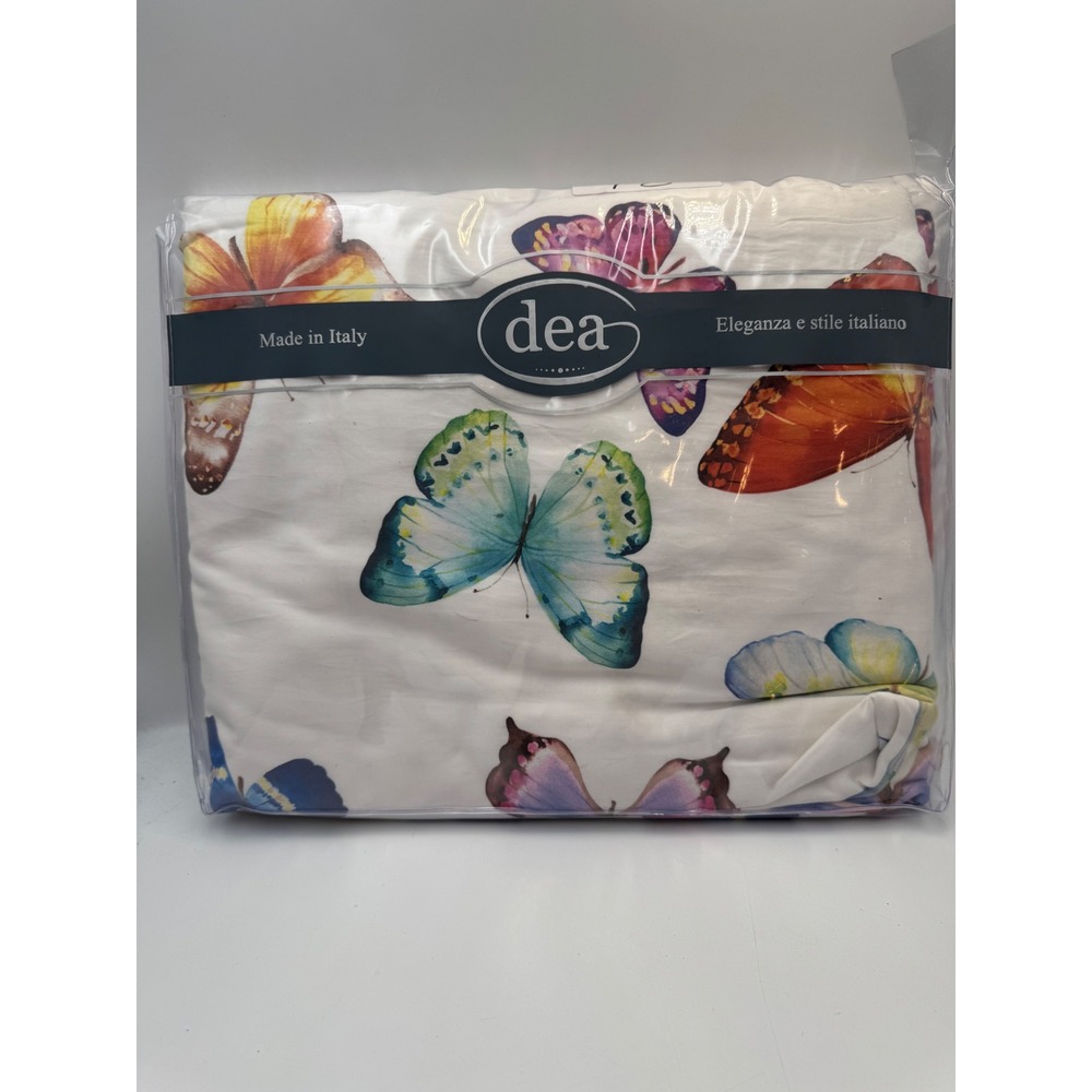 Dea Italy Farfalle Butterfly Print Queen Duvet Cover 100% Cotton White 88x92 NEW